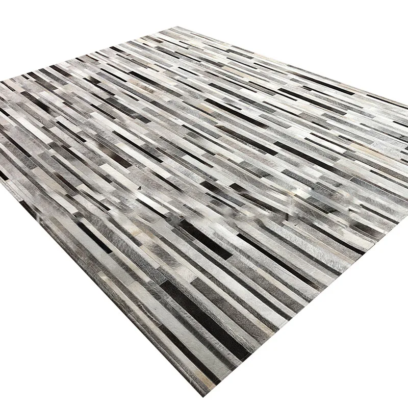 Home Textiles Importers In Usa - Tappeto Grigio in Pelle Bovina Naturale